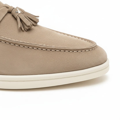 Mens Tassel Loafers - Fawn - Texture Close Up