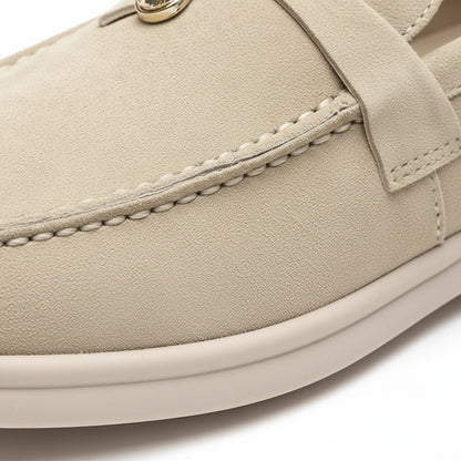 Mens Tassel Loafers - Beige - Texture Close Up