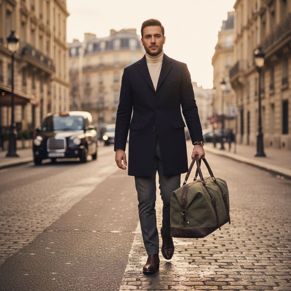 Mens Travel Bag Wood Green - Wood Green - Angled Shot