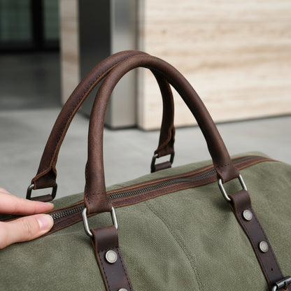 Mens Travel Bag Wood Green - Wood Green - Back View