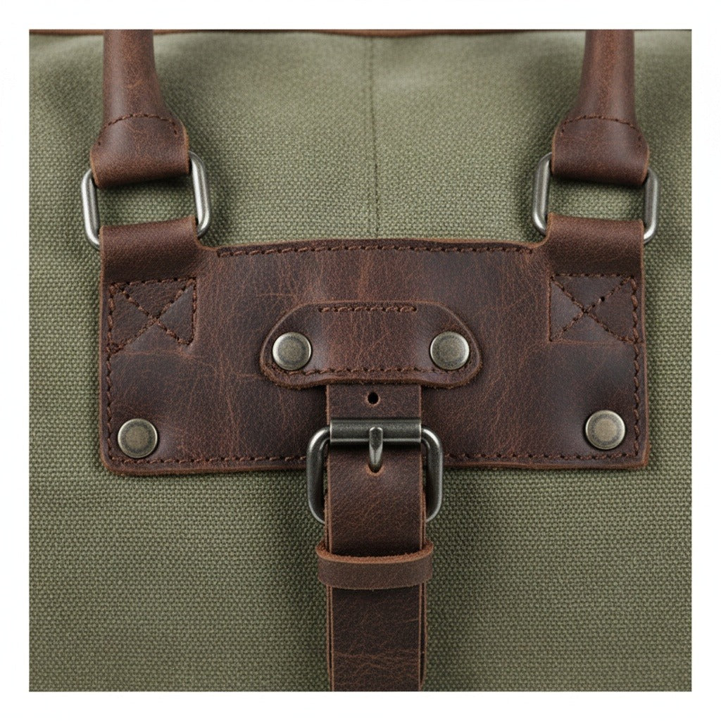 Mens Travel Bag Wood Green - Wood Green - Texture Close Up