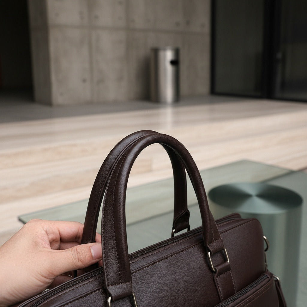 Mens Travel Document Holder - Espresso - Back View