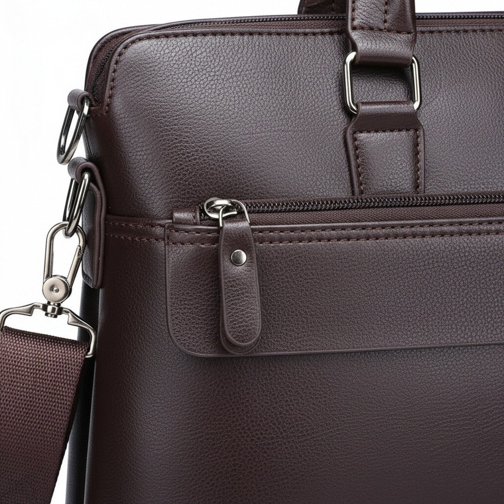 Mens Travel Document Holder - Espresso - Texture Close Up