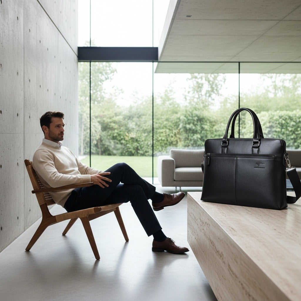 Mens Travel Document Holder - Midnight - Side Profile