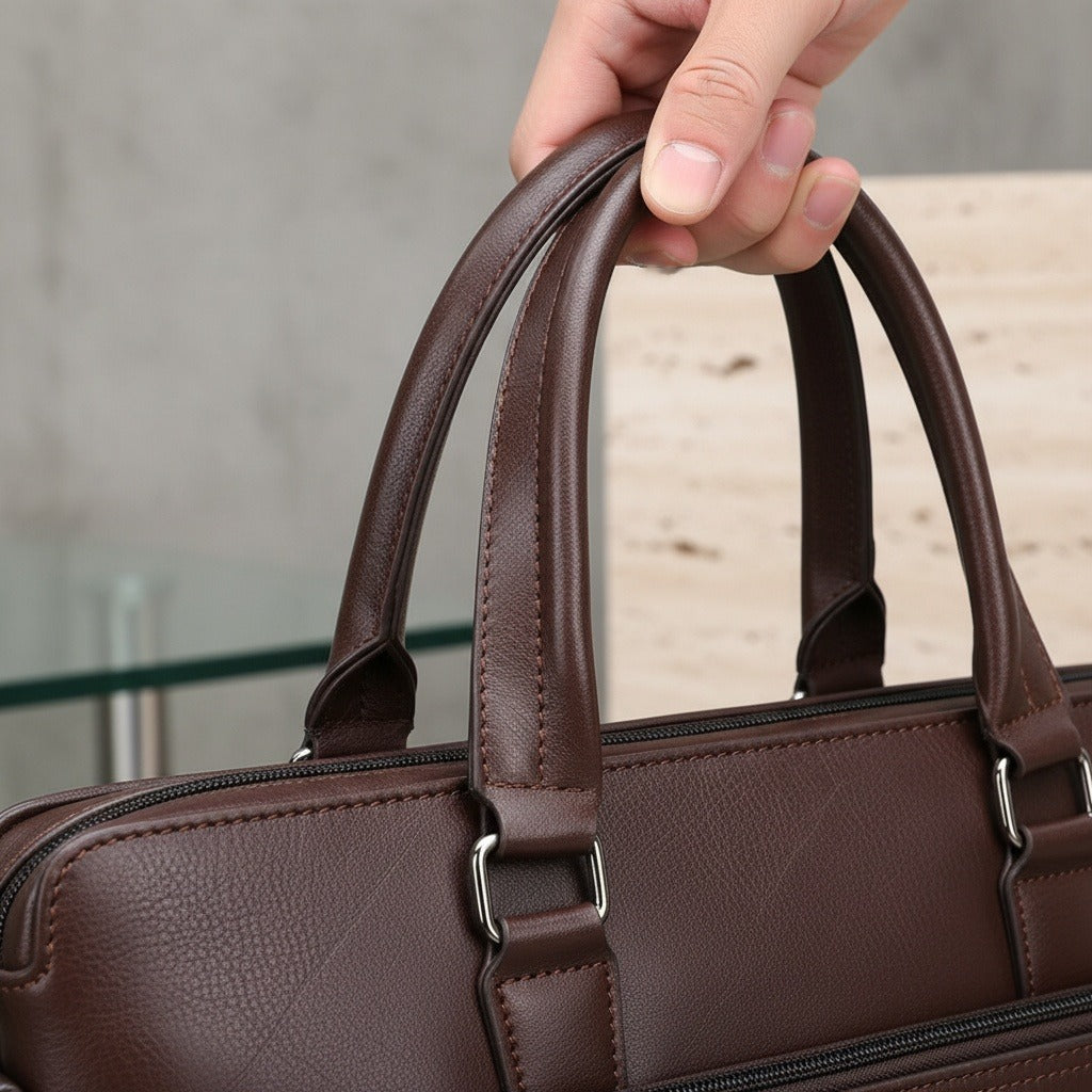 Mens Travel Document Holder - Brown - Back View