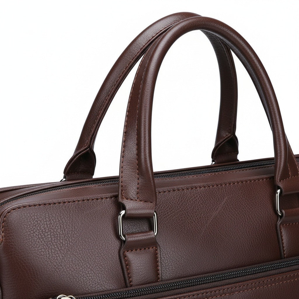 Mens Travel Document Holder - Brown - Texture Close Up