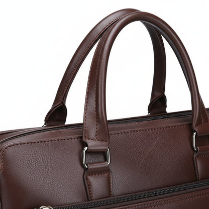 Mens Travel Document Holder - Brown - Texture Close Up