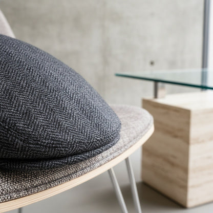 Mens Tweed Flat Cap - Charcoal Herringbone - Back View