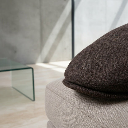 Mens Tweed Flat Cap - Brown Herringbone - Back View