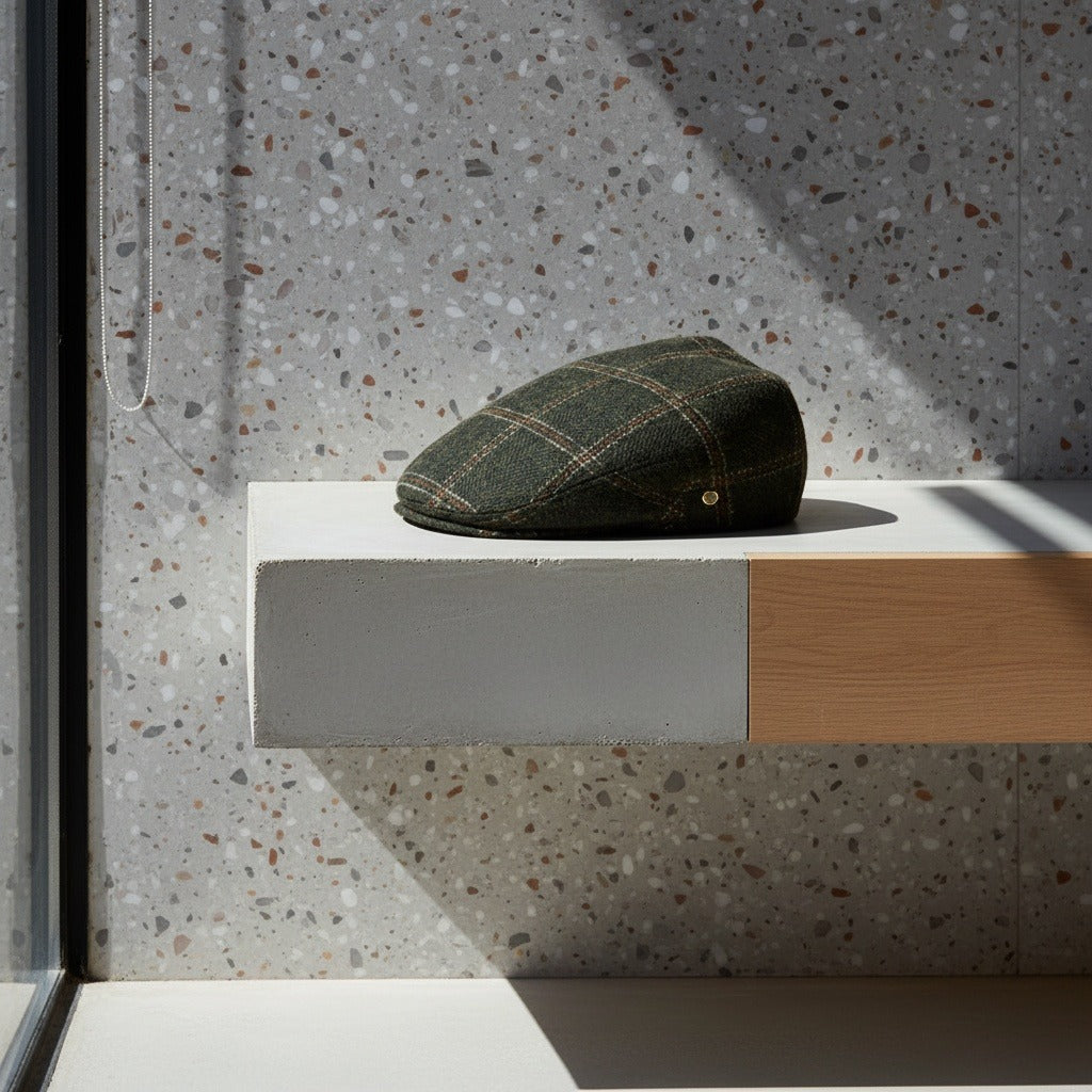 Mens Tweed Flat Cap - Moss Plaid - Lifestyle Inspiration