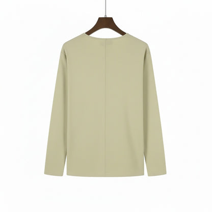Mens V Neck Linen Set - Pale Olive - Fabric Detail