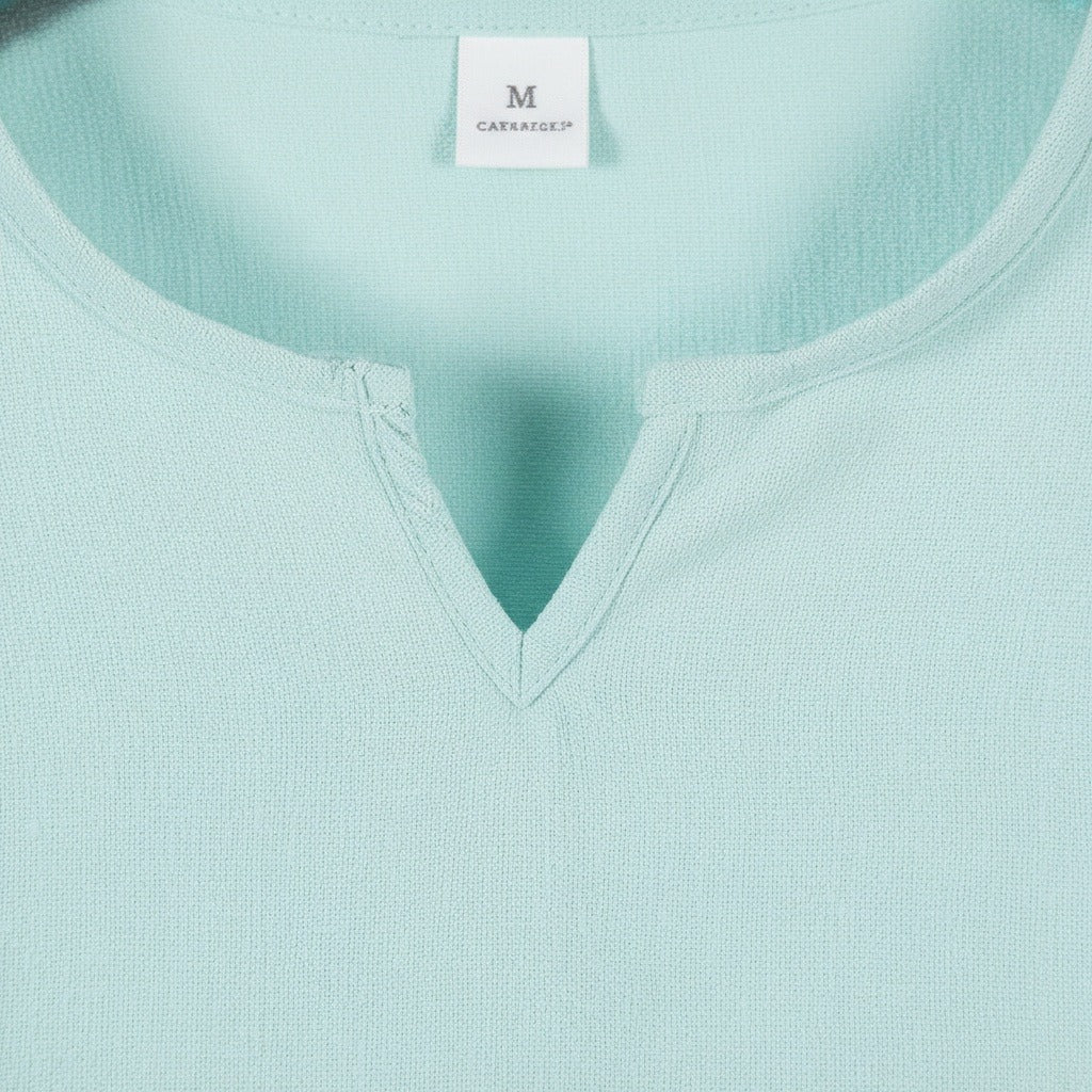 Mens V Neck Linen Set - Aqua Mist - Texture Close Up