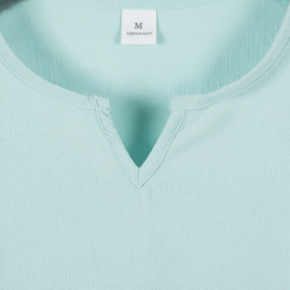 Mens V Neck Linen Set - Aqua Mist - Texture Close Up