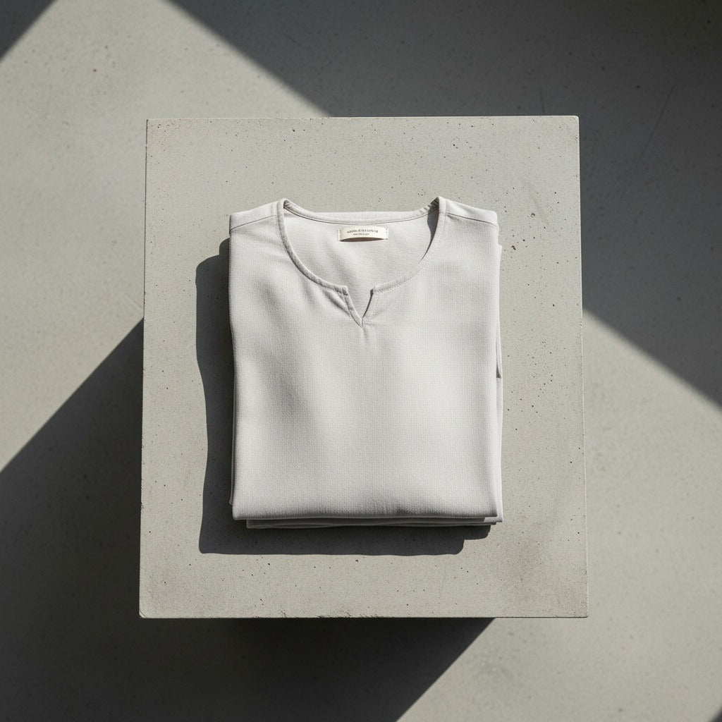 Mens V Neck Linen Set - Silver Birch - Lifestyle Inspiration