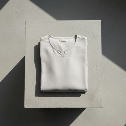Mens V Neck Linen Set - Silver Birch - Lifestyle Inspiration