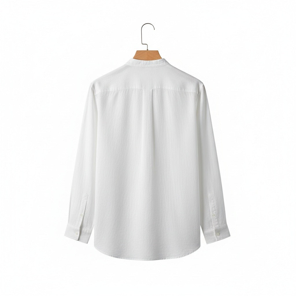 Mens White Linen Set - White - Fabric Detail