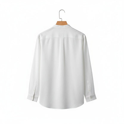 Mens White Linen Set - White - Fabric Detail
