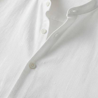 Mens White Linen Set - White - Texture Close Up