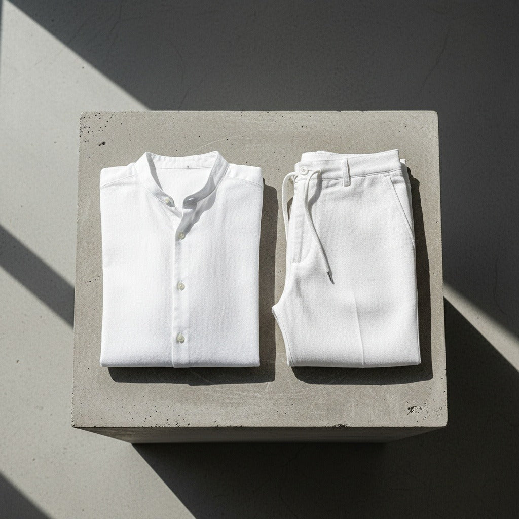 Mens White Linen Set - White - Lifestyle Inspiration