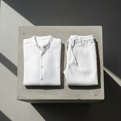 Mens White Linen Set - White - Lifestyle Inspiration