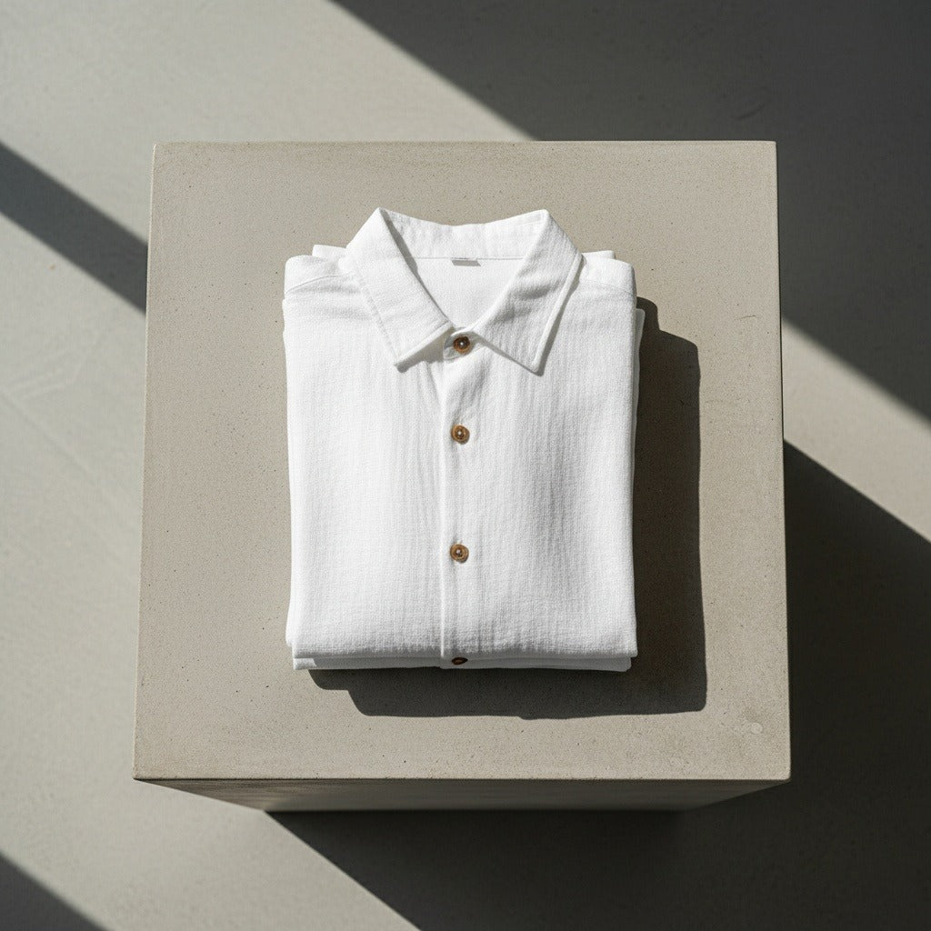 Mens White Linen Shorts and Shirt Set - White - Lifestyle Inspiration