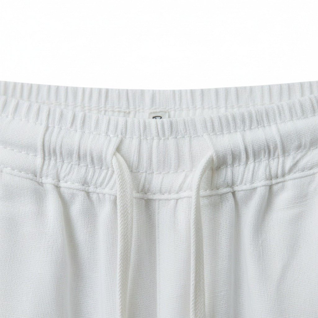 Mens White Linen Trousers - White - Texture Close Up