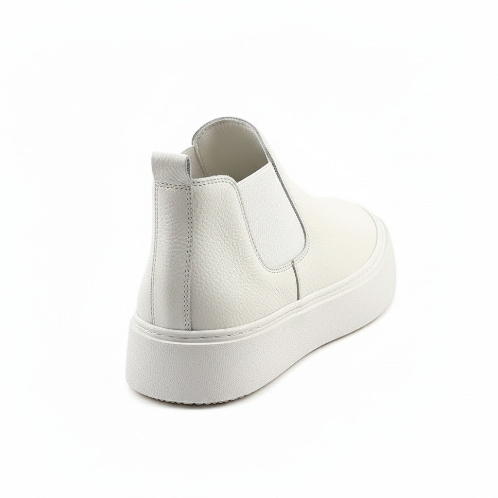 Mens White Slip On Shoes - White - Fabric Detail