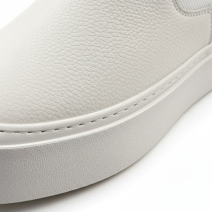 Mens White Slip On Shoes - White - Texture Close Up