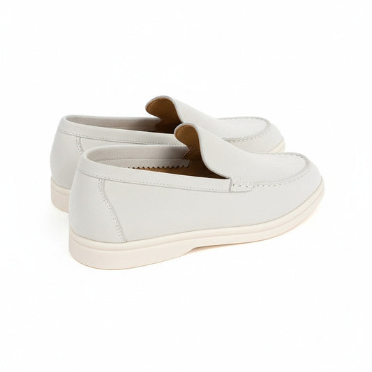 Mens White Suede Loafers - White - Front View