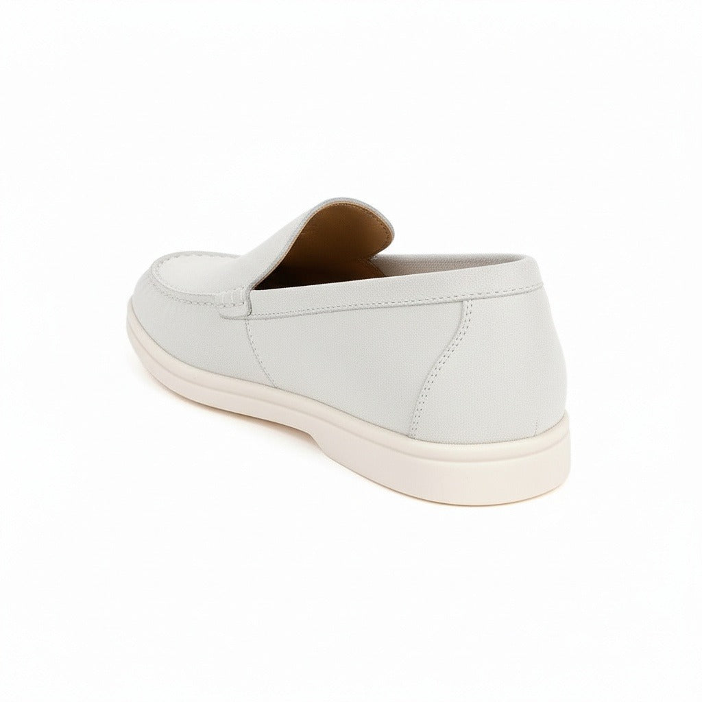 Mens White Suede Loafers - White - Fabric Detail
