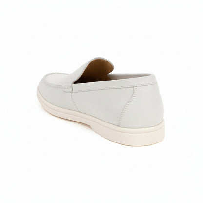 Mens White Suede Loafers - White - Fabric Detail