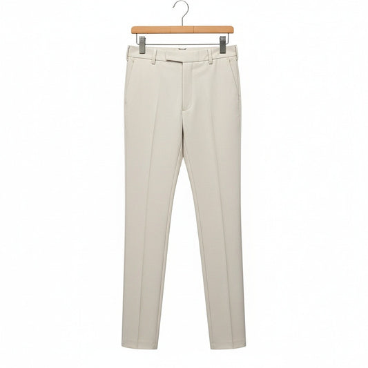 Mens White Suit Trousers - White - Front View