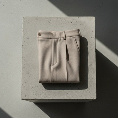 Mens Wool Suit Trousers - Taupe - Lifestyle Inspiration