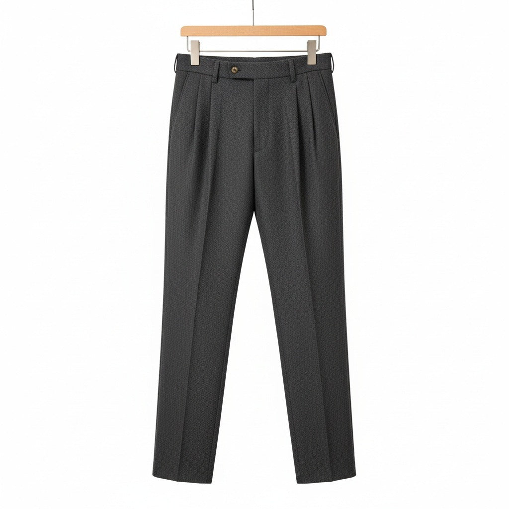 Mens Wool Suit Trousers - Charcoal - Front View