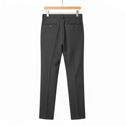 Mens Wool Suit Trousers - Charcoal - Fabric Detail