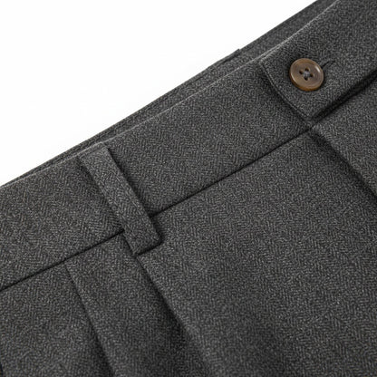 Mens Wool Suit Trousers - Charcoal - Texture Close Up