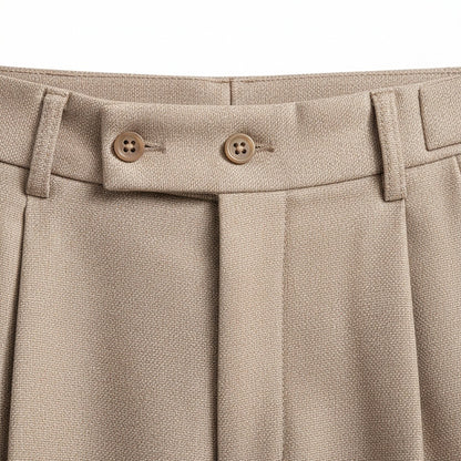 Mens Wool Suit Trousers - Khaki - Texture Close Up