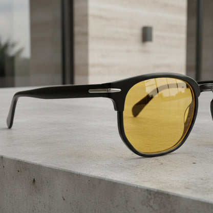 Men's Yellow Tint Sunglasses - Yellow - Back View