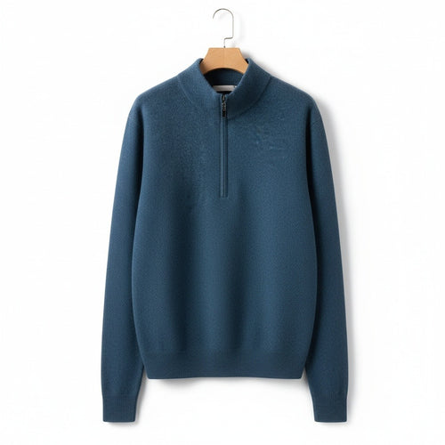 Merino Wool Sweater Mens - Denim Blue - Front View