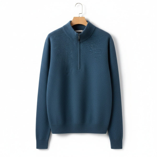 Merino Wool Sweater Mens - Denim Blue - Front View