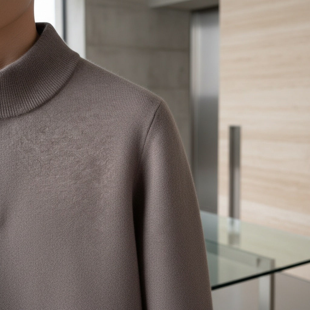 Merino Wool Sweater Mens - Mink Brown - Back View