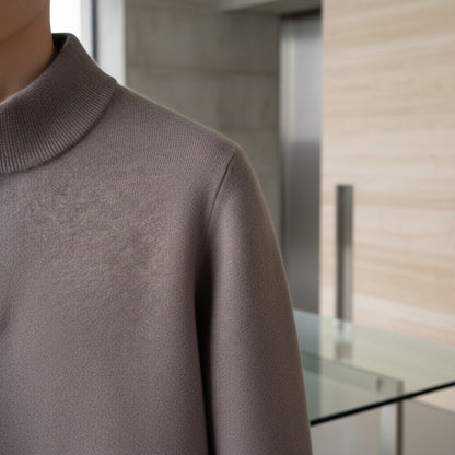 Merino Wool Sweater Mens - Mink Brown - Back View