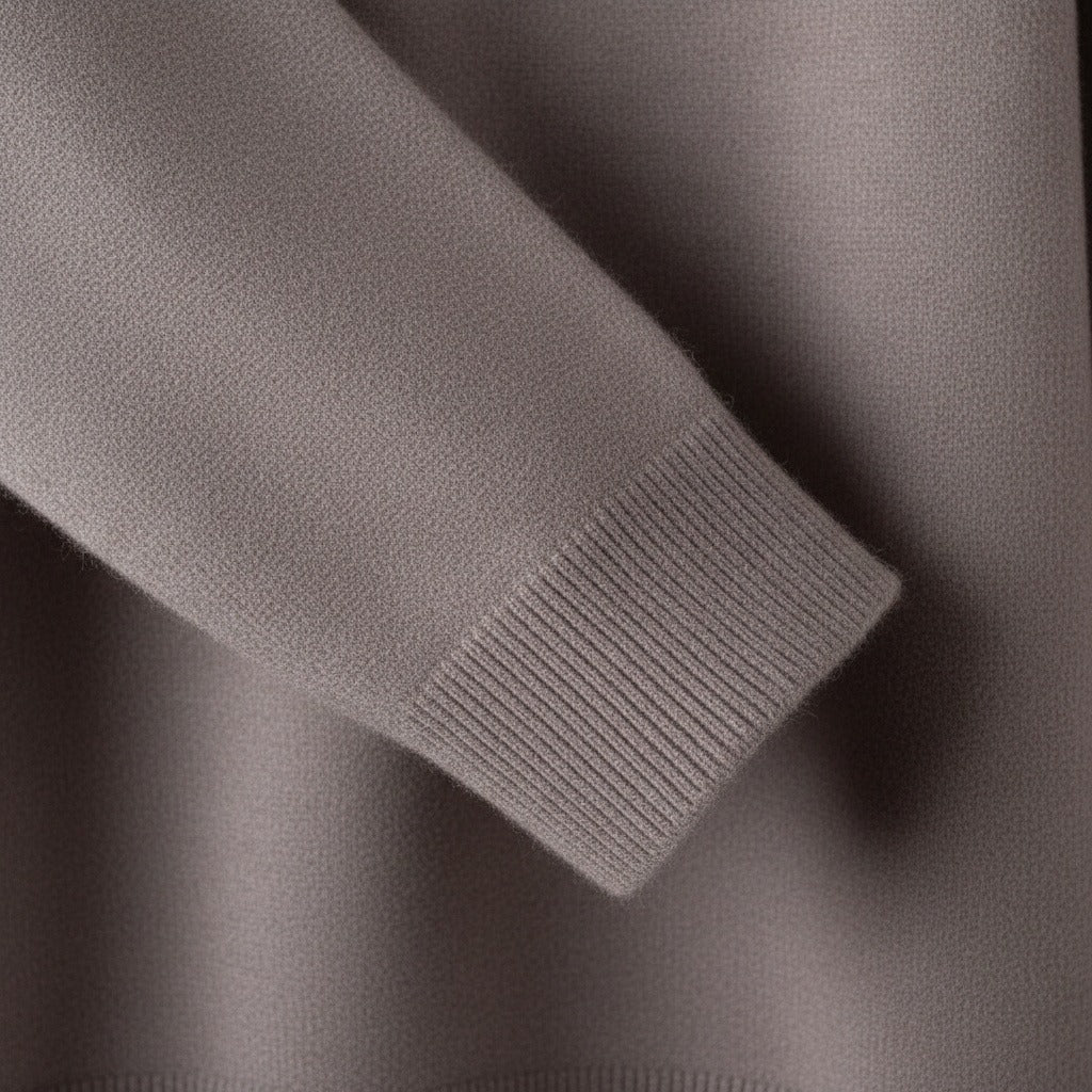 Merino Wool Sweater Mens - Mink Brown - Texture Close Up