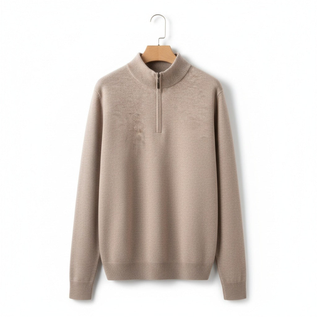 Merino Wool Sweater Mens - Sandstone Tan - Front View