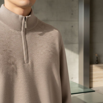 Merino Wool Sweater Mens - Sandstone Tan - Back View