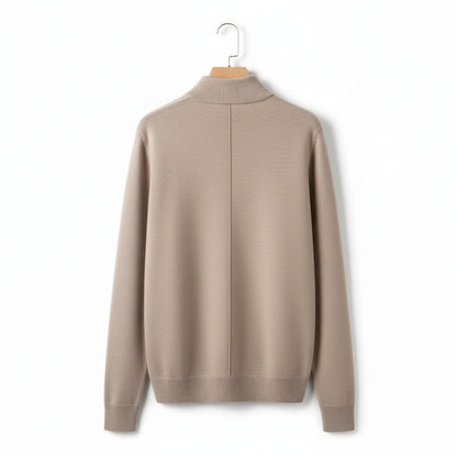 Merino Wool Sweater Mens - Sandstone Tan - Fabric Detail
