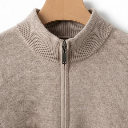 Merino Wool Sweater Mens - Sandstone Tan - Texture Close Up