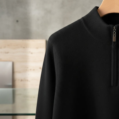 Merino Wool Sweater Mens - Jet Black - Back View