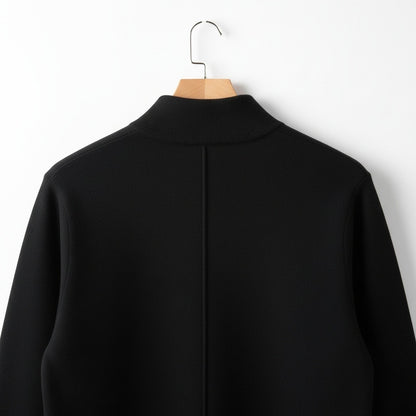 Merino Wool Sweater Mens - Jet Black - Fabric Detail