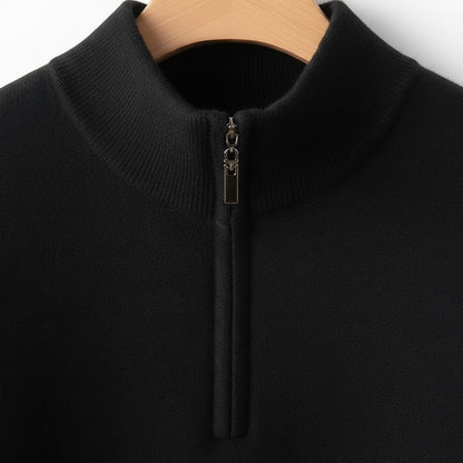 Merino Wool Sweater Mens - Jet Black - Texture Close Up